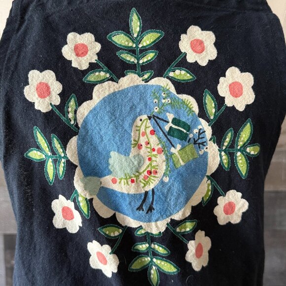 Handmade holiday apron OS Scandinavian birds Christmas trees hearts snowflakes - Picture 3 of 9